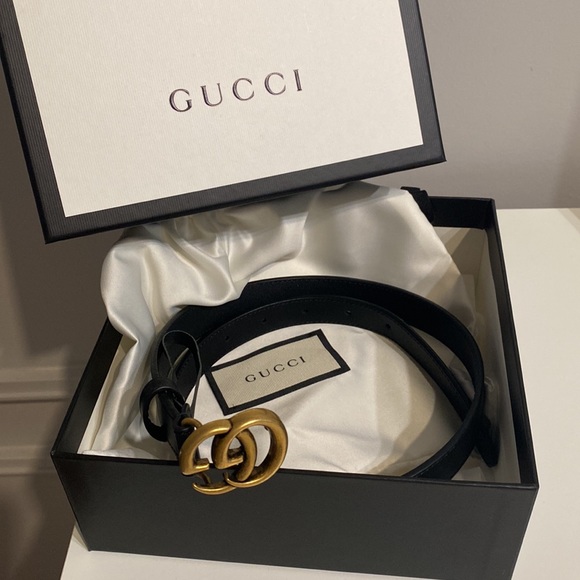🎁Gift idea🎁 Gucci LEATHER BELT WITH DOUBLE G BUCKLE - Picture 7 of 9